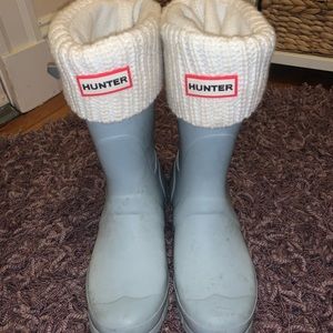 Baby Blue Hunter Boots with White Socks